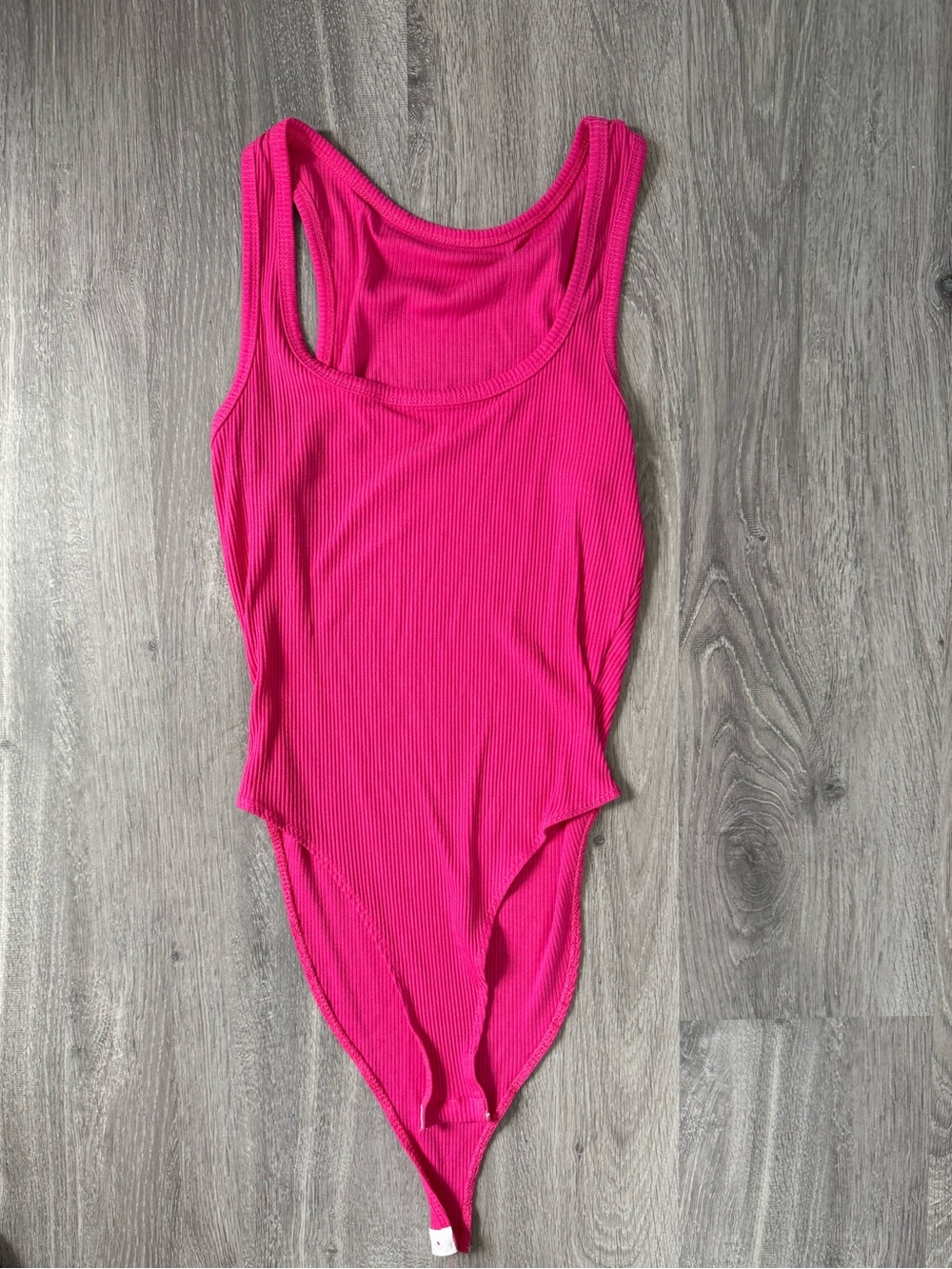 Hot Pink Ribbed Tank Bodysuit